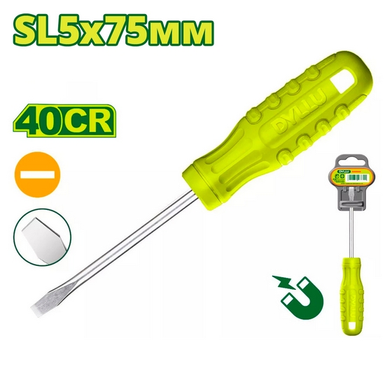 Отвертка шлицевая SL5 75мм DYLLU DTSD3953 Отвертка шлицевая SL5 75мм DYLLU DTSD3953