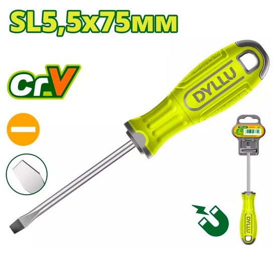 Отвертка шлицевая SL5,5 75мм DYLLU DTSD1253 Отвертка шлицевая SL5,5 75мм DYLLU DTSD1253