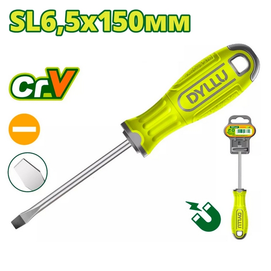 Отвертка шлицевая SL6,5 150мм DYLLU DTSD1266 Отвертка шлицевая SL6,5 150мм DYLLU DTSD1266