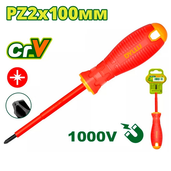Отвертка крестовая PZ2 100мм диэлектрическая DYLLU DTSD7274