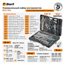 Набор ручного инструмента Bort BTK-142