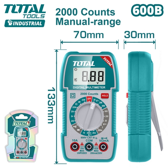 Цифровой мультиметр 600В TOTAL TMT5360011 Цифровой мультиметр 600В TOTAL TMT5360011