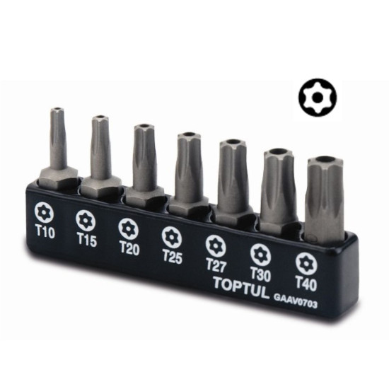 Набор бит TORX с отверст. Т10-Т40 7шт. TOPTUL Набор бит TORX с отверст. Т10-Т40 7шт. TOPTUL