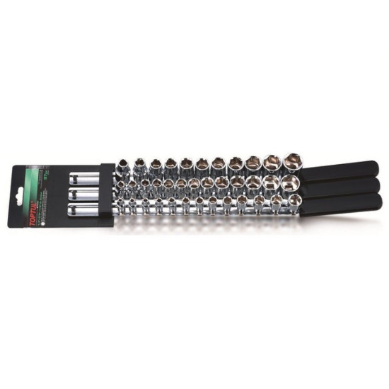 Набор головок 1/4", 3/8", 1/2" 4-22мм 6гр. 37предм. на подвесе TOPTUL Набор головок 1/4", 3/8", 1/2" 4-22мм 6гр. 37предм. на подвесе TOPTUL