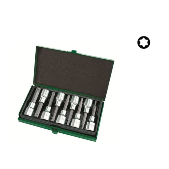 Набор бит TORX 1/2" 9пр. T20-T60 80мм TOPTUL Набор бит TORX 1/2" 9пр. T20-T60 80мм TOPTUL