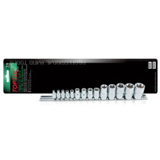 Набор головок 1/4", 3/8", 1/2" "звездочка" E4-E24мм 14предм. на подвесе TOPTUL
