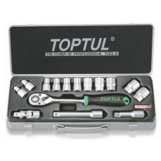 Набор головок 1/2" 8-24мм 15предм. 6гр. метал.кейс TOPTUL