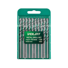 Сверло по металлу ц/х 6.0х57х93 мм HSS, комплект из 10-ти шт ВОЛАТ