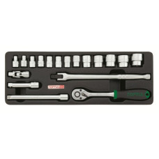 Набор-сет головок 3/8" 18предм. 6гр. 136х364мм TOPTUL