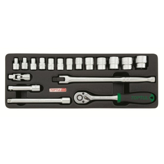 Набор-сет головок 3/8" 18предм. 6гр. 136х364мм TOPTUL Набор-сет головок 3/8" 18предм. 6гр. 136х364мм TOPTUL
