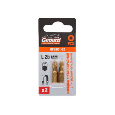Насадка крестообразная PZ2 25мм  2шт с титановым напылением GEPARD (GP3801-25)