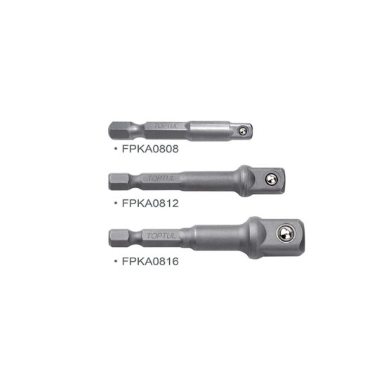 Набор переходников 1/4" под шуруповерт 3ед. (1/4", 3/8", 1/2") TOPTUL Набор переходников 1/4" под шуруповерт 3ед. (1/4", 3/8", 1/2") TOPTUL