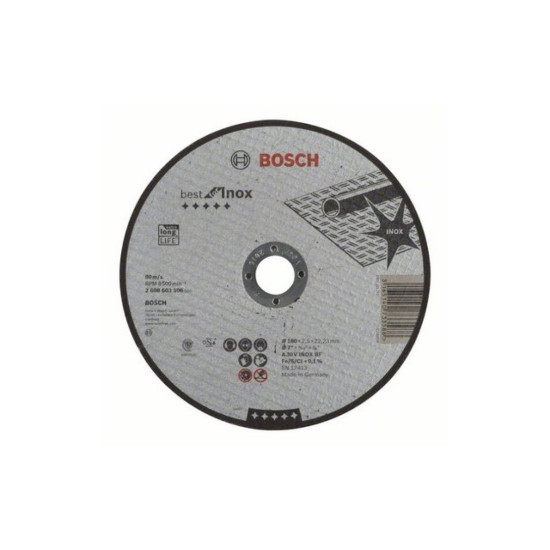 Круг отрезной 180х2.5x22.2 мм для нерж. стали Best BOSCH Круг отрезной 180х2.5x22.2 мм для нерж. стали Best BOSCH