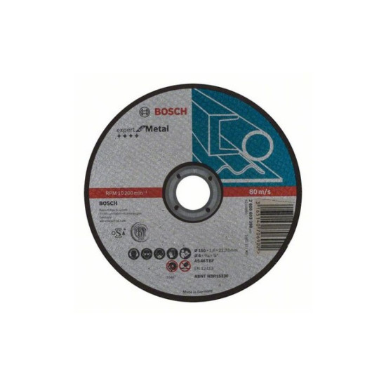 Круг отрезной 150х1.6x22.2 мм для металла прямой Expert BOSCH Круг отрезной 150х1.6x22.2 мм для металла прямой Expert BOSCH