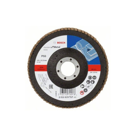 Круг лепестковый 125х22.2 мм K60 плоский STANDARD FOR METAL BOSCH Круг лепестковый 125х22.2 мм K60 плоский STANDARD FOR METAL BOSCH