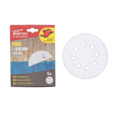 Шлифлист 125мм круг Р80 д/краски самосцепл. 8 отв. 5 шт. WORTEX
