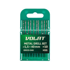 Сверло по металлу ц/х 1.5х18х40 мм HSS, комплект из 10-ти шт ВОЛАТ