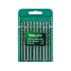 Сверло по металлу ц/х 5.0х52х86 мм HSS, комплект из 10-ти шт ВОЛАТ