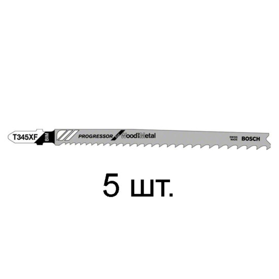 Пилка лобз. по дереву с гвоздями T345XF (5 шт.) BOSCH Пилка лобз. по дереву с гвоздями T345XF (5 шт.) BOSCH