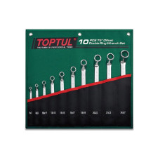 Набор ключей накидн. 75° 10 шт. в сумке (цвет:зелёный) TOPTUL