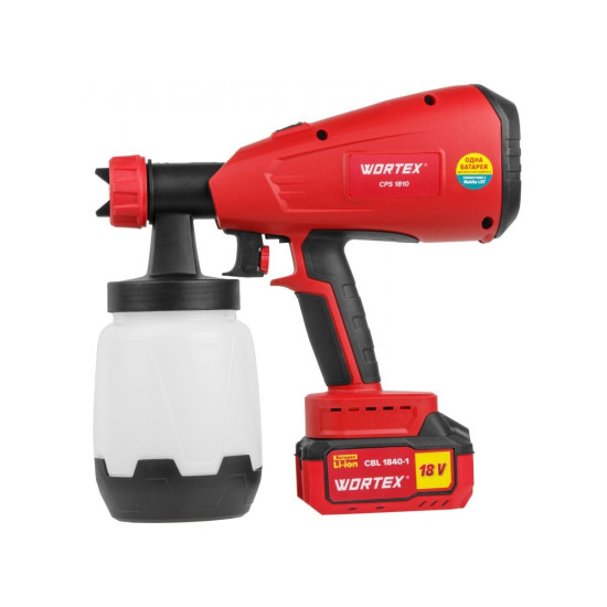 Аккум. краскораспылитель WORTEX CPS 1810 в кор. ALL1 XLT SET 18В, 1 акк., 4 Ач, 700 мл/мин, 1 л б Аккум. краскораспылитель WORTEX CPS 1810 в кор. ALL1 XLT SET 18В, 1 акк., 4 Ач, 700 мл/мин, 1 л б