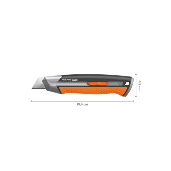 Нож с выдвижным, сменным лезвием 25мм CarbonMax FISKARS Нож с выдвижным, сменным лезвием 25мм CarbonMax FISKARS