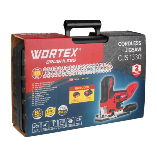Аккум. лобзик WORTEX CJS 1330 в чем. ALL1 XLT SET БЕСЩЁТ, 18В, 800 - 3800 ход/мин, пропил до 135 Аккум. лобзик WORTEX CJS 1330 в чем. ALL1 XLT SET БЕСЩЁТ, 18В, 800 - 3800 ход/мин, пропил до 135