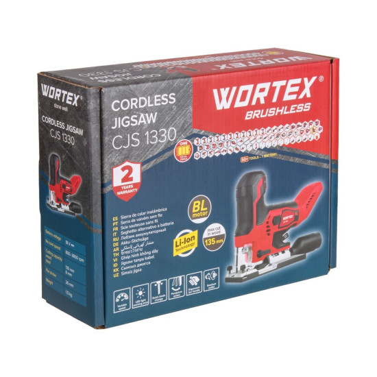 Аккум. лобзик WORTEX CJS 1330 в кор. ALL1 XLT SOLO БЕСЩЁТ, 18В, 800 - 3800 ход/мин, пропил до 135 мм Аккум. лобзик WORTEX CJS 1330 в кор. ALL1 XLT SOLO БЕСЩЁТ, 18В, 800 - 3800 ход/мин, пропил до 135 мм