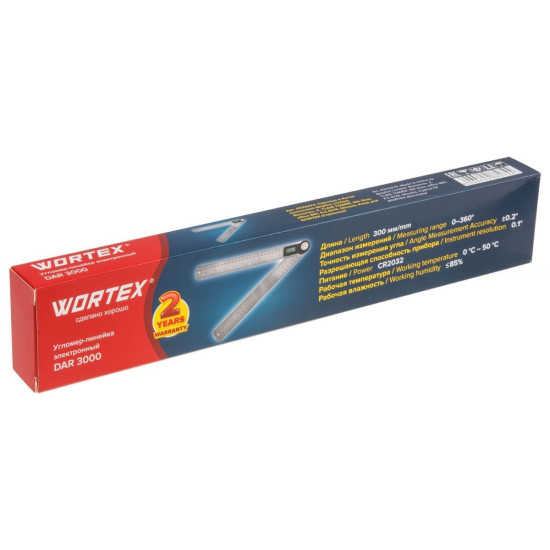 Угломер-линейка электронный WORTEX DAR 3000 в кор. +-0,2°, 300 мм Угломер-линейка электронный WORTEX DAR 3000 в кор. +-0,2°, 300 мм