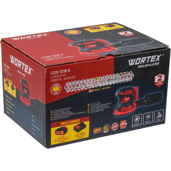 Аккум. эксцентриковая шлифмашина WORTEX COS 1218 E в кор. ALL1 XLT c акб и з/у в кор. БЕСЩЁТ., 18В, Аккум. эксцентриковая шлифмашина WORTEX COS 1218 E в кор. ALL1 XLT c акб и з/у в кор. БЕСЩЁТ., 18В,