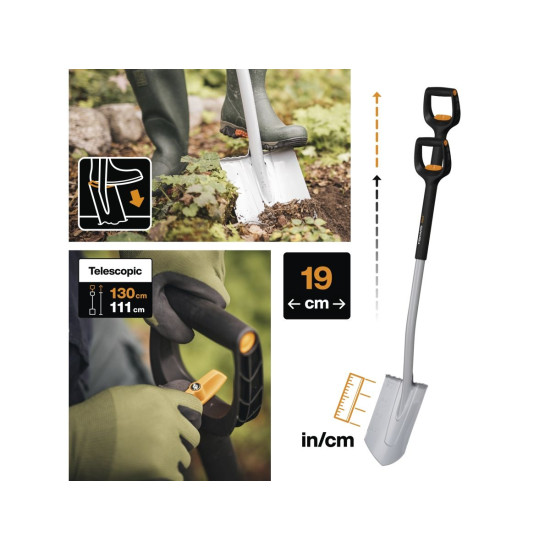 Лопата штыковая телескопическая закругленная Xact FISKARS Лопата штыковая телескопическая закругленная Xact FISKARS