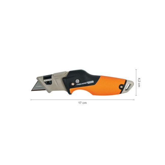 Нож строительный складной, со сменным лезвием CarbonMax FISKARS Нож строительный складной, со сменным лезвием CarbonMax FISKARS