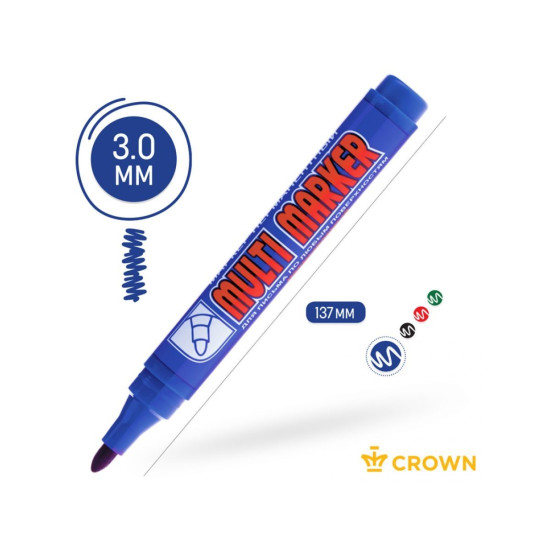 Маркер промышл. перманентный фетровый синий CROWN MULTI MARKER Маркер промышл. перманентный фетровый синий CROWN MULTI MARKER
