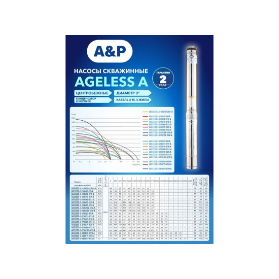 Насос скважинный центробежный AGELESS-3-2100/109-2/38-A A&P Насос скважинный центробежный AGELESS-3-2100/109-2/38-A A&P