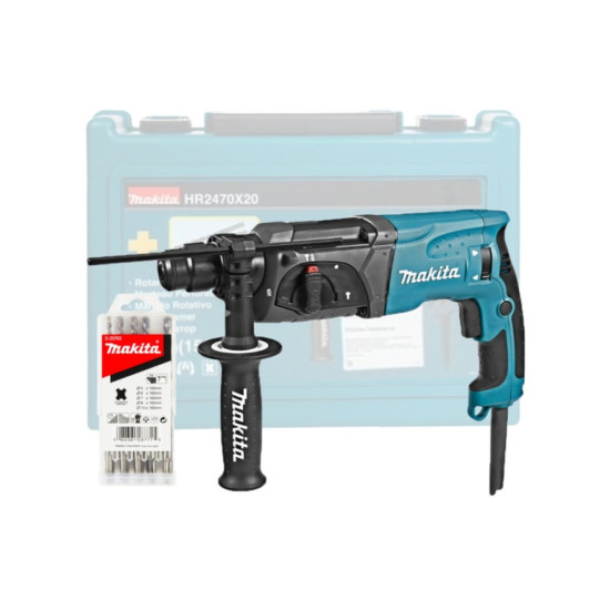 Перфоратор HR 2470 X20 в чем. + набор буров D-00703 5 шт. MAKITA Перфоратор HR 2470 X20 в чем. + набор буров D-00703 5 шт. MAKITA
