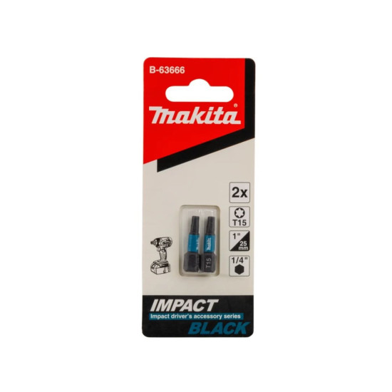 Насадка T15 25 мм Impact Black (2 шт) MAKITA B-63666 Насадка T15 25 мм Impact Black (2 шт) MAKITA B-63666