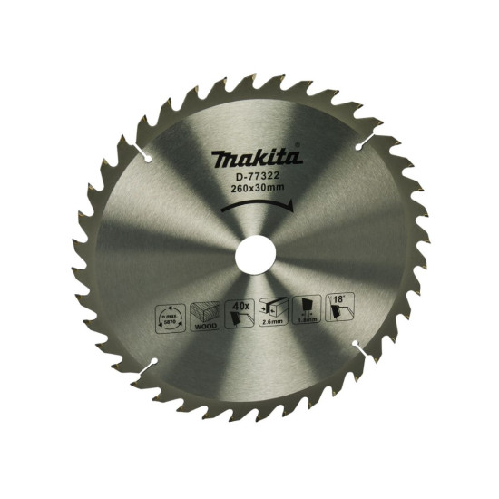 Диск пильный 260х30*2,6 мм 40 зуб. по дереву MAKITA Диск пильный 260х30*2,6 мм 40 зуб. по дереву MAKITA