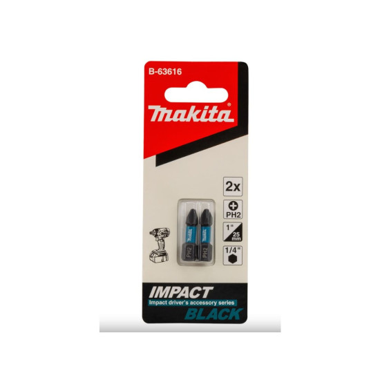Насадка Impact Black PH2 2 шт, 25 мм, C-form Makita B-63616 Насадка Impact Black PH2 2 шт, 25 мм, C-form Makita B-63616