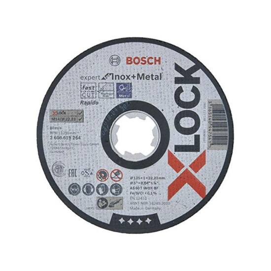 Круг отрезной 125х1.0x22.2 мм для нерж. стали X-LOCK Expert for Inox + Metal BOSCH Круг отрезной 125х1.0x22.2 мм для нерж. стали X-LOCK Expert for Inox + Metal BOSCH