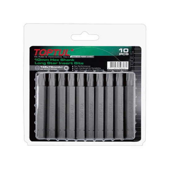 Насадка TORX T20 75мм LONG 10шт блистер TOPTUL Насадка TORX T20 75мм LONG 10шт блистер TOPTUL