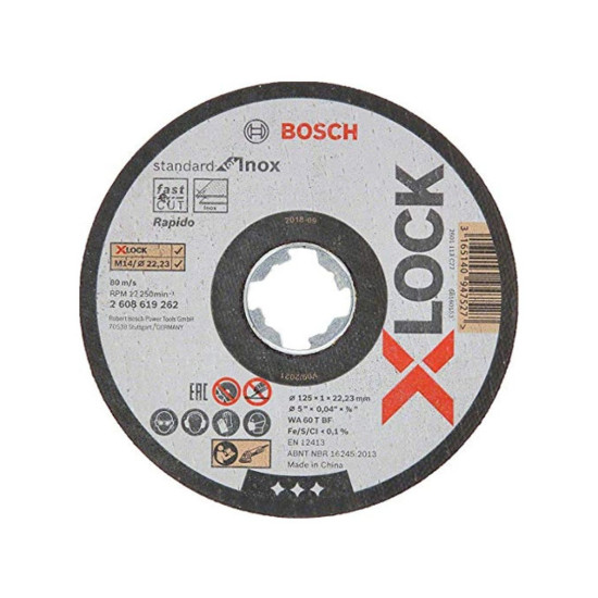 Круг отрезной 125х1.0x22.2 мм для нерж. стали X-LOCK Standard for Inox BOSCH Круг отрезной 125х1.0x22.2 мм для нерж. стали X-LOCK Standard for Inox BOSCH