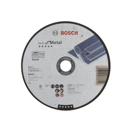 Круг отрезной 180х1.6x22.2 мм для металла Best BOSCH Круг отрезной 180х1.6x22.2 мм для металла Best BOSCH
