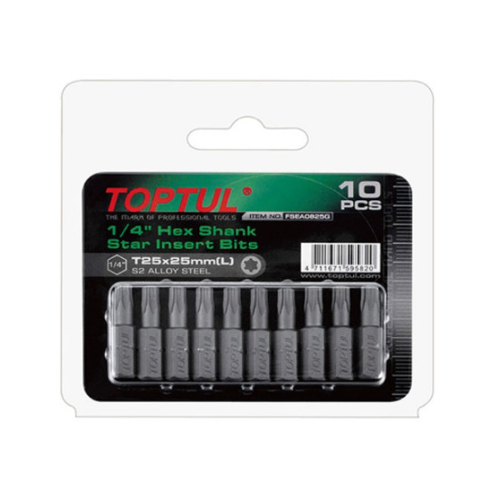 Насадка TORX T9*25 1/4" 10шт блистер TOPTUL Насадка TORX T9*25 1/4" 10шт блистер TOPTUL