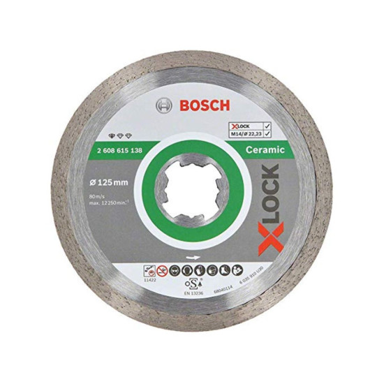 Алмазный круг 125х22,23 мм по керамике сплошн. X-LOCK Standard for Ceramic BOSCH Алмазный круг 125х22,23 мм по керамике сплошн. X-LOCK Standard for Ceramic BOSCH