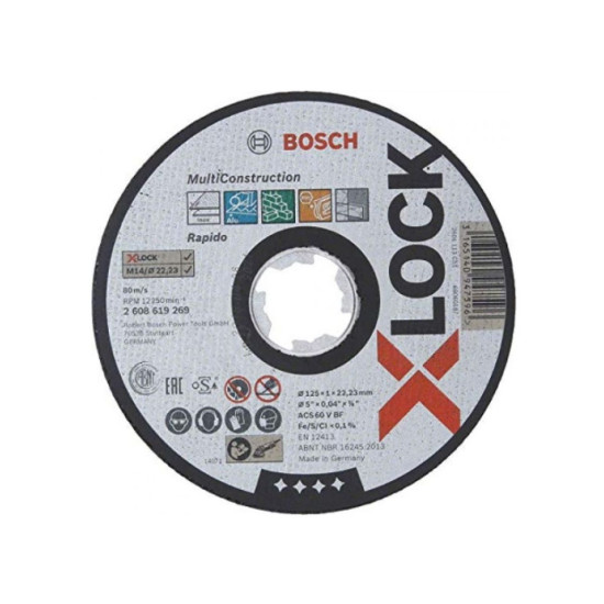 Круг отрезной 125х1.0x22.2 мм универс. Multi X-LOCK BOSCH Круг отрезной 125х1.0x22.2 мм универс. Multi X-LOCK BOSCH