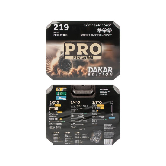 Набор головок и ключей 219пр. 1/4",3/8",1/2" PRO STARTUL DAKAR (PRO-219DK) Набор головок и ключей 219пр. 1/4",3/8",1/2" PRO STARTUL DAKAR (PRO-219DK)
