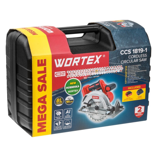 Аккум. циркулярная пила WORTEX CCS 1819-1 в чем. ALL1 XLT SET БЕСЩЕТ., 18 В, 185 мм, до 63 мм Аккум. циркулярная пила WORTEX CCS 1819-1 в чем. ALL1 XLT SET БЕСЩЕТ., 18 В, 185 мм, до 63 мм