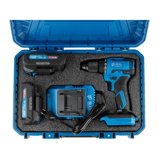 Аккум. дрель-шуруповерт BULL SR 1804 R-series в чем. XLTpro БЕСЩЕТ., Импульс., 18 В, 50 Н*м, 2х2 А*ч Аккум. дрель-шуруповерт BULL SR 1804 R-series в чем. XLTpro БЕСЩЕТ., Импульс., 18 В, 50 Н*м, 2х2 А*ч