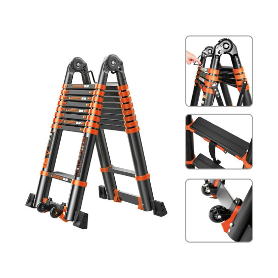 Лестница телескопическая 2-х секц. алюм. 290/580см, 2х7 ступ. 19,2кг BLACK LINE STARTUL (ST9932-058) Лестница телескопическая 2-х секц. алюм. 290/580см, 2х7 ступ. 19,2кг BLACK LINE STARTUL (ST9932-058)