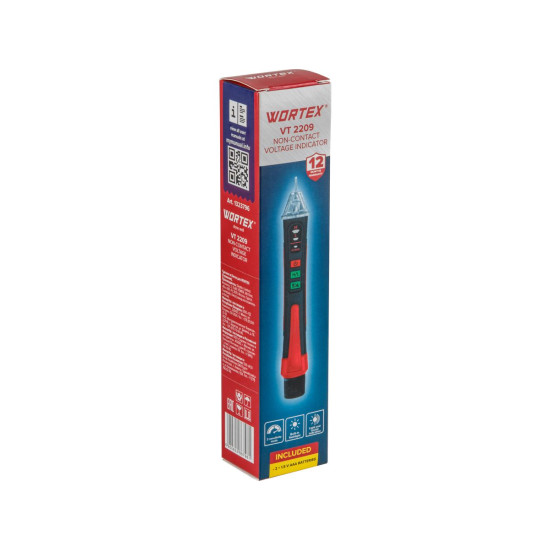 Бесконтактный индикатор напряжения WORTEX VT 2209 12-1000 В, световая и звуковая индикация Бесконтактный индикатор напряжения WORTEX VT 2209 12-1000 В, световая и звуковая индикация